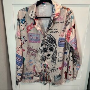 Taylor Swift Multicolor Graphic Pajama Top size Medium